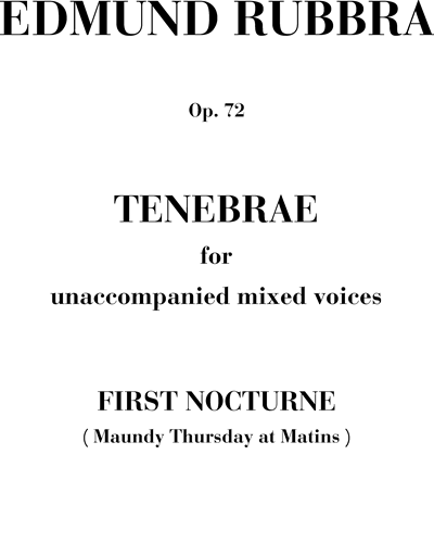Tenebrae for unaccompanied mixed voices