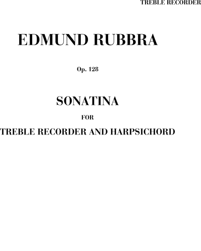 Sonatina Op. 128 for treble recorder and harpsichord