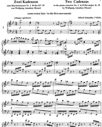 Cadenzas for Two Piano Concertos by W. A. Mozart  (K. 39/K. 503)