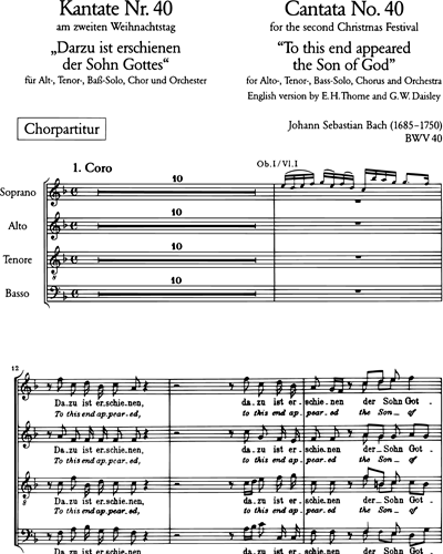 Kantate BWV 40 „Darzu ist erschienen der Sohn Gottes“