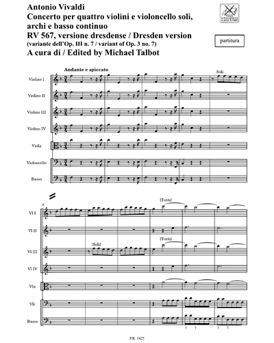 Concerto RV 567 Versione Dresdense (variante dell'Op. 3 n. 7)