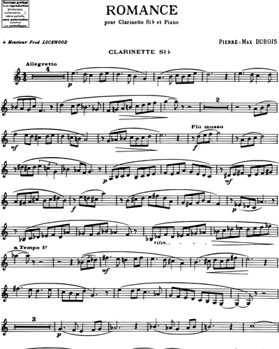 Romance pour Clarinette Si b et Piano