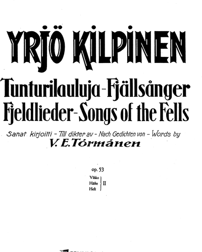 Tunturilauluja, Songs of the Fells, op. 54, vol. 2