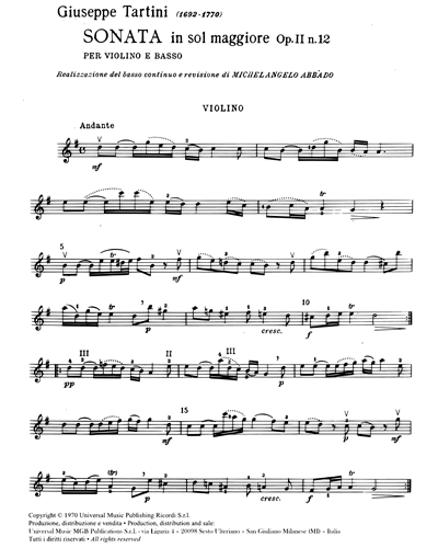 Sonata in Sol maggiore Op. 2 n. 12