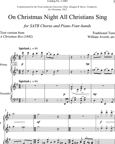 William Averitt: On Christmas Night All Christians Sing sheet music | nkoda