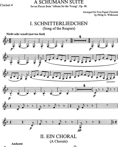 A Schumann Suite for Clarinet Quartet Op. 68