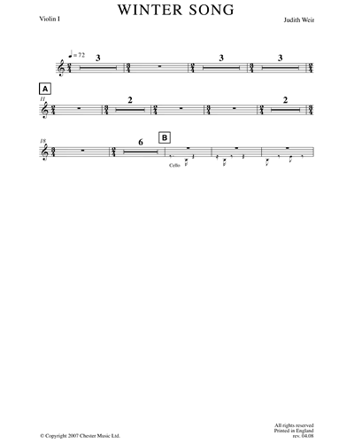 Download Winter Song Violin 1 Sheet Music By Judith Weir Nkoda