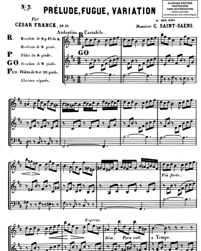 Prélude, fugue, variation Op. 18 - Pour orgue