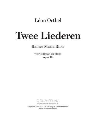 Twee Liederen, Op. 16