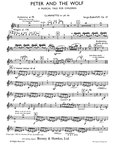 Peter And The Wolf Op 67 Clarinet In A Sheet Music By Sergei Prokofiev Nkoda